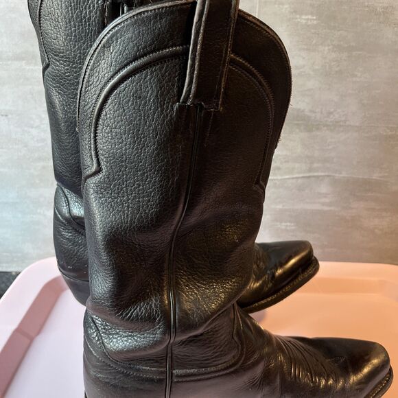 Vintage Boots & Boogie Santa Fe Men’s Black Leather Cowboy Boots Size 9.5 D main image 12